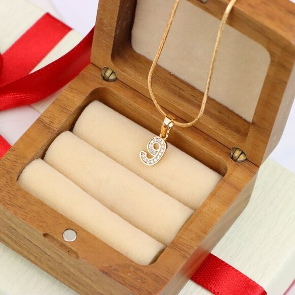 "Rose Gold Number 9 Pendant with Crystals – 18K Gold Plated Charm, XPPT1349 - Picture 8 of 13